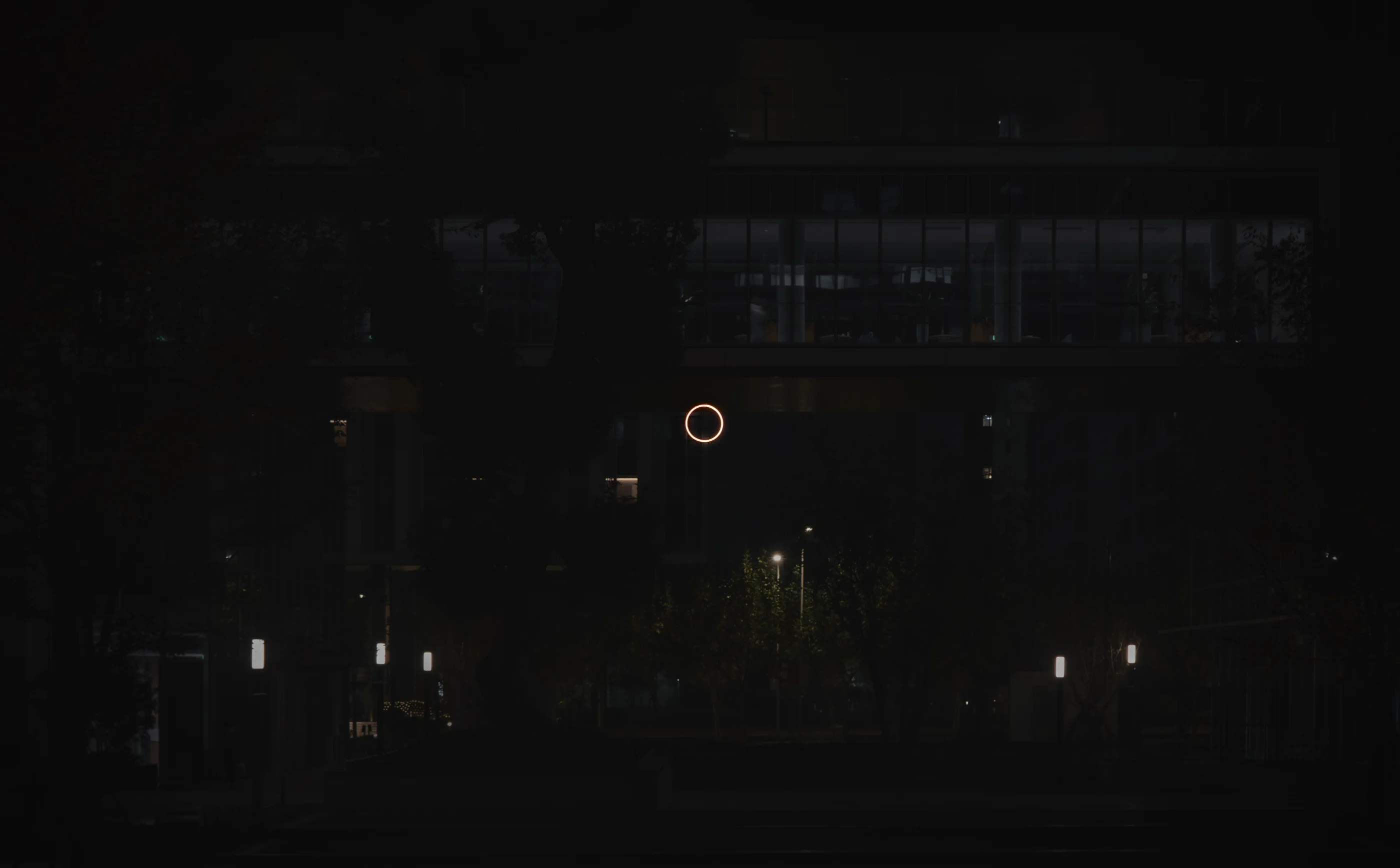 Ephemeral light installation in a landscape