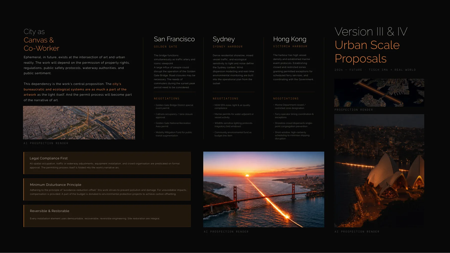 Ephemeral portfolio, page 5: Version III and IV, urban-scale proposals